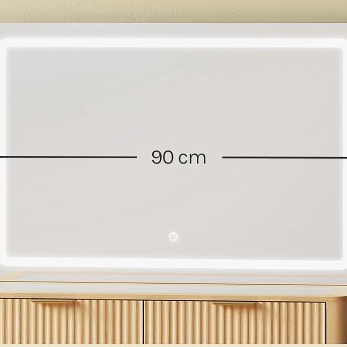 Le miroir LED de 90 cm de large