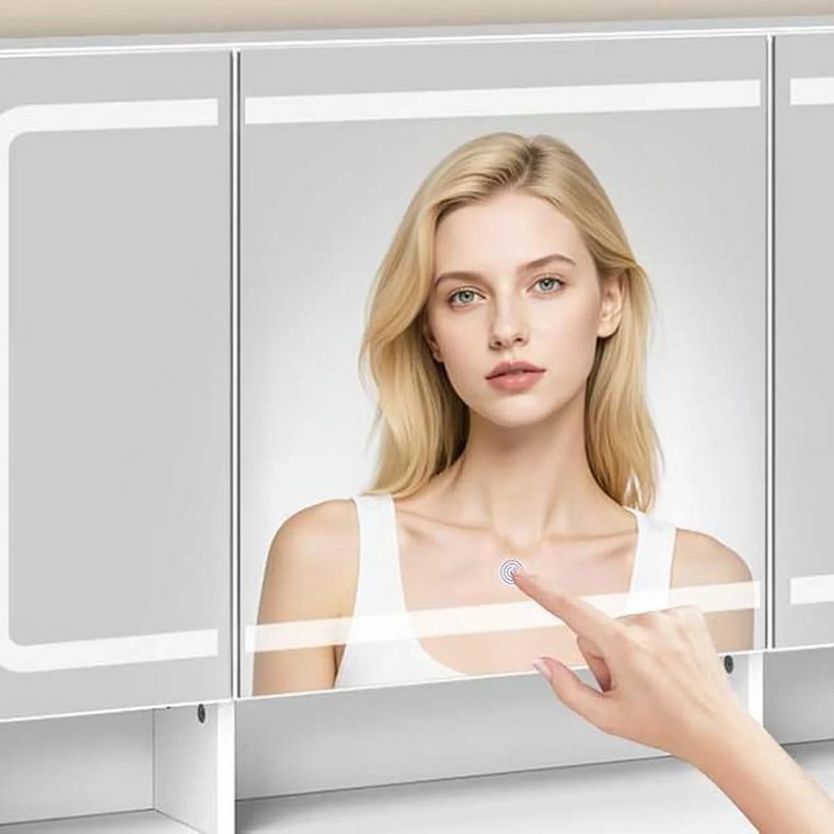 Une femme allume le miroir d’une pression