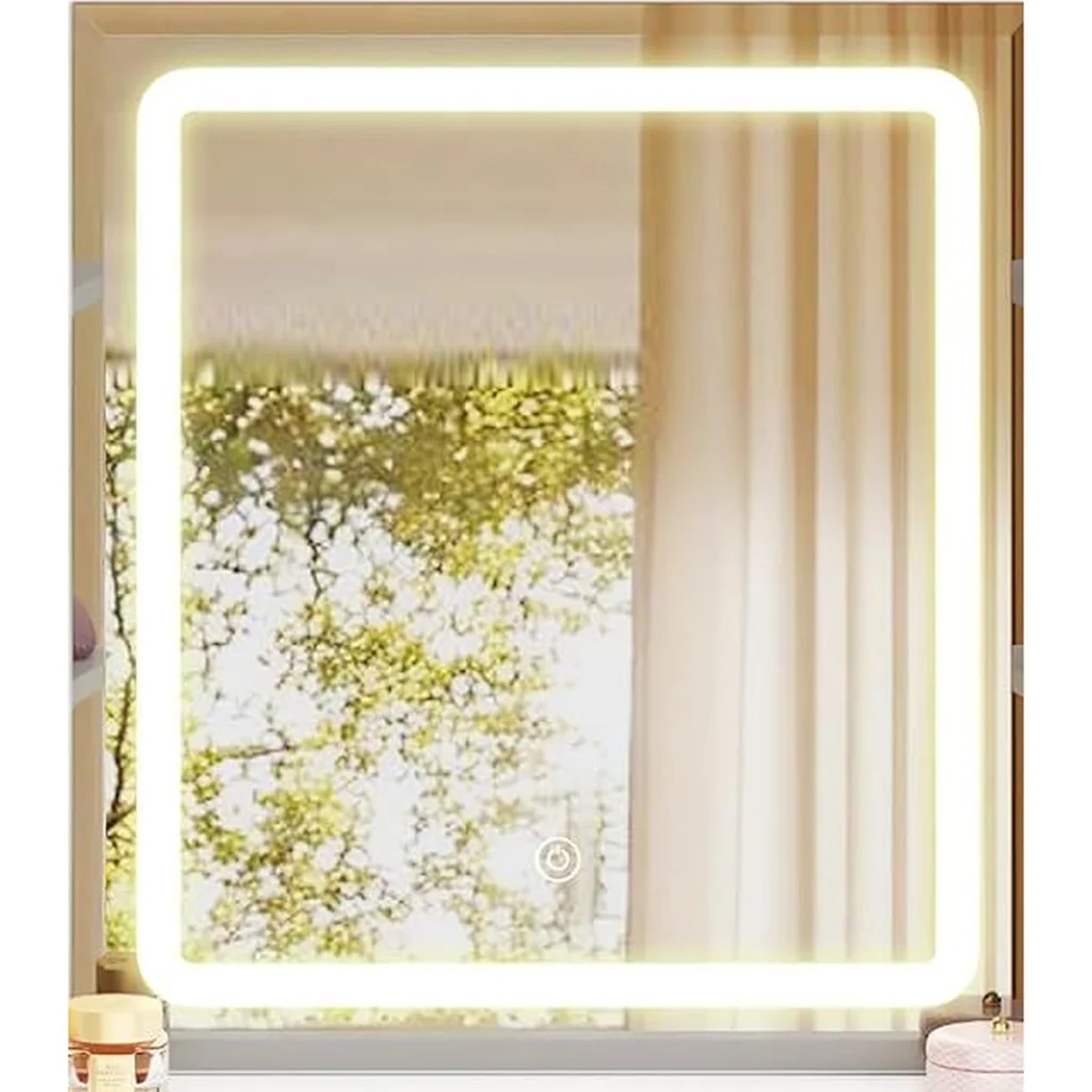 Le miroir LED de 45 × 50 cm allumé