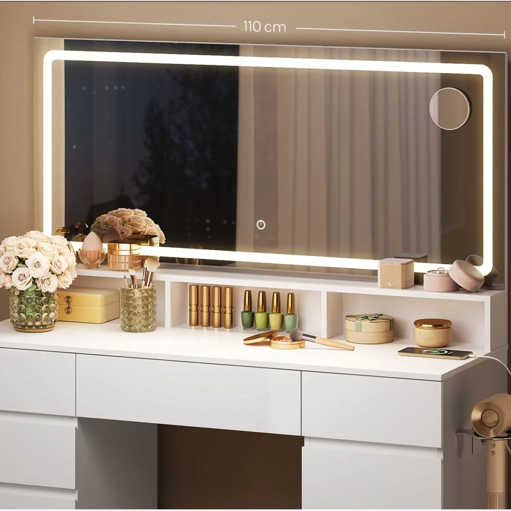 Le miroir de 110 cm de large et sa loupe ×5